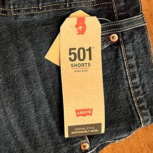 LEVI'S 501 SHORTS HIGH RISE DARK WASH 28